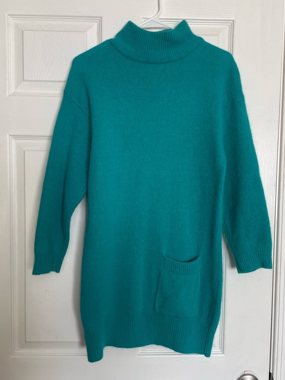 Paul & Duffier Lambswool and Rabbit Blend Teal Turtleneck Sweater Women’s Small